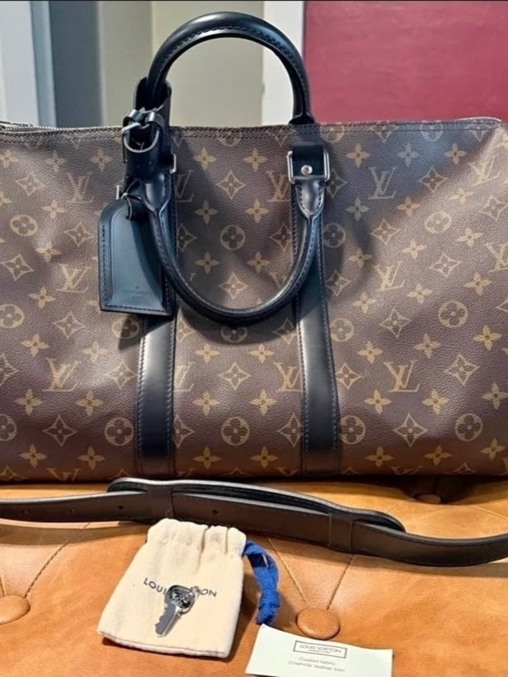 Louis Vuitton Monogram Canvas Travel Tote with Black Trim